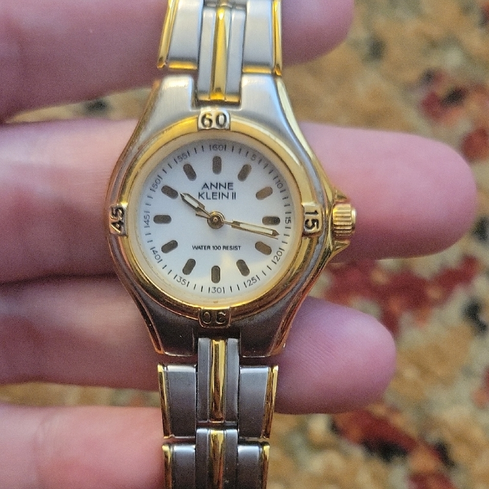 Anne Klein Two-Tone Gold and Silver Watch